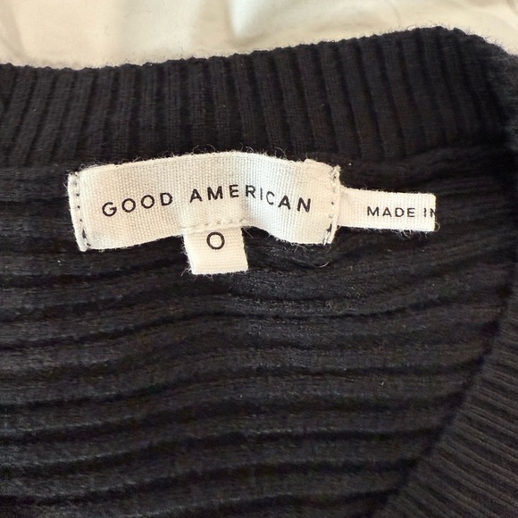 NWT Good American Knit Ribbed Crewneck Sweater Black Sz 0 / XS Oversized - Picture 10 of 11